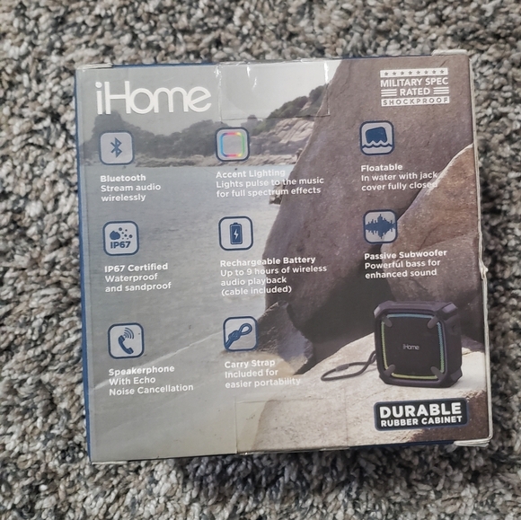 New In Box, iHome, Rugged, Portable, Wireless, Bluetooth Speaker (lbt500ccbb) - Picture 2 of 4